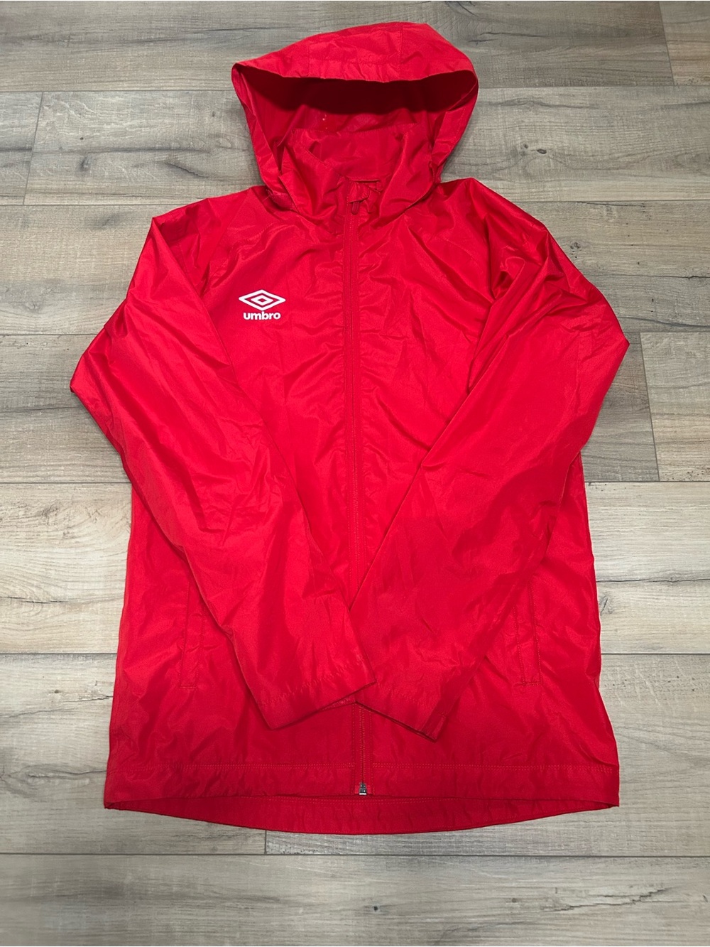 Umbro Red Hooded Jacket with Mesh Lining